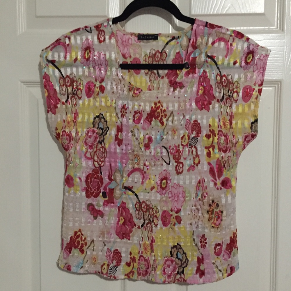 🦋 Le caviar embellished floral top size :Large